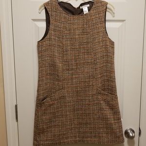 Esley Brown and orange tweed dress